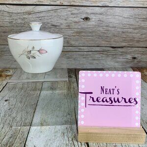 Camelot AMERICAN ROSE 1655 Pink Floral Gray Leaves China Covered Sugar Bowl